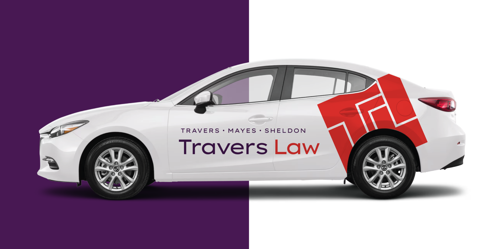 Car graphic design for Travers Law firm rebrand