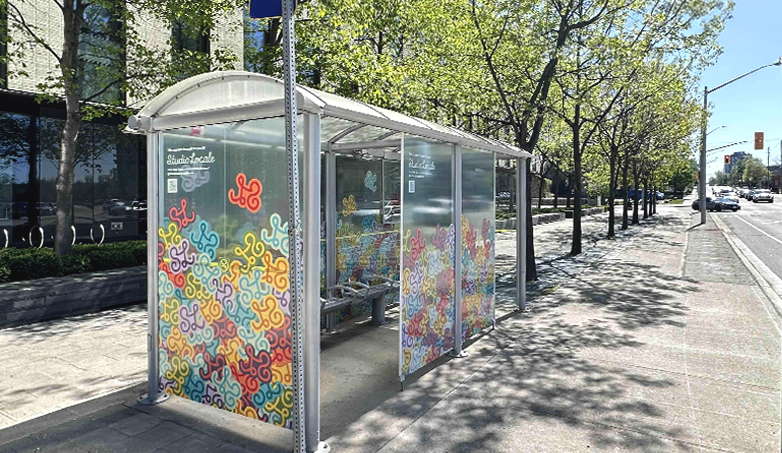 Studio Locale pop of joy - bus shelter branding