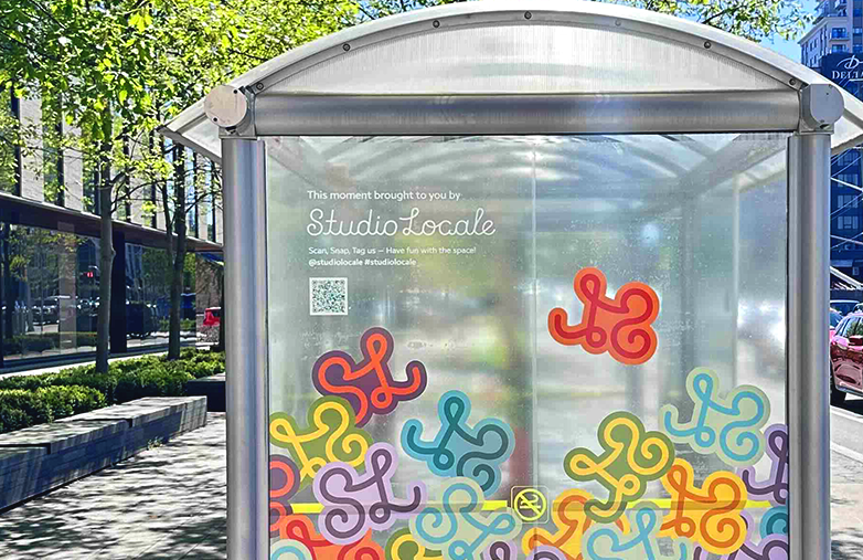 Studio Locale pop of joy - bus shelter branding